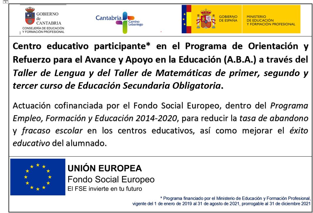Enseñanzas de  talleres de lengua y matemáticas cofinanciado por el Fondo Social Europeo 